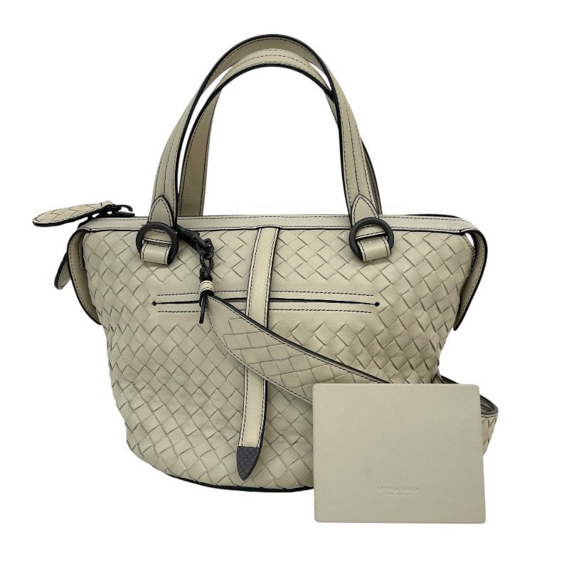 【BOTTEGAVENETA】ボッテガヴェネタ タンブーラ 2WAY ハンドバッグ レザー レディース イントレチャート 白 ホワイト ショルダー