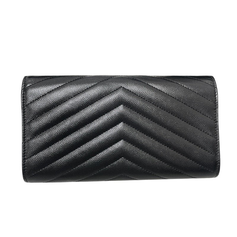 【SAINT LAURENT PARIS】サンローランパリ モノグラム ラージ フラップウォレット 372264 長財布 レザー レディース 黒 ブラック カサンドラ