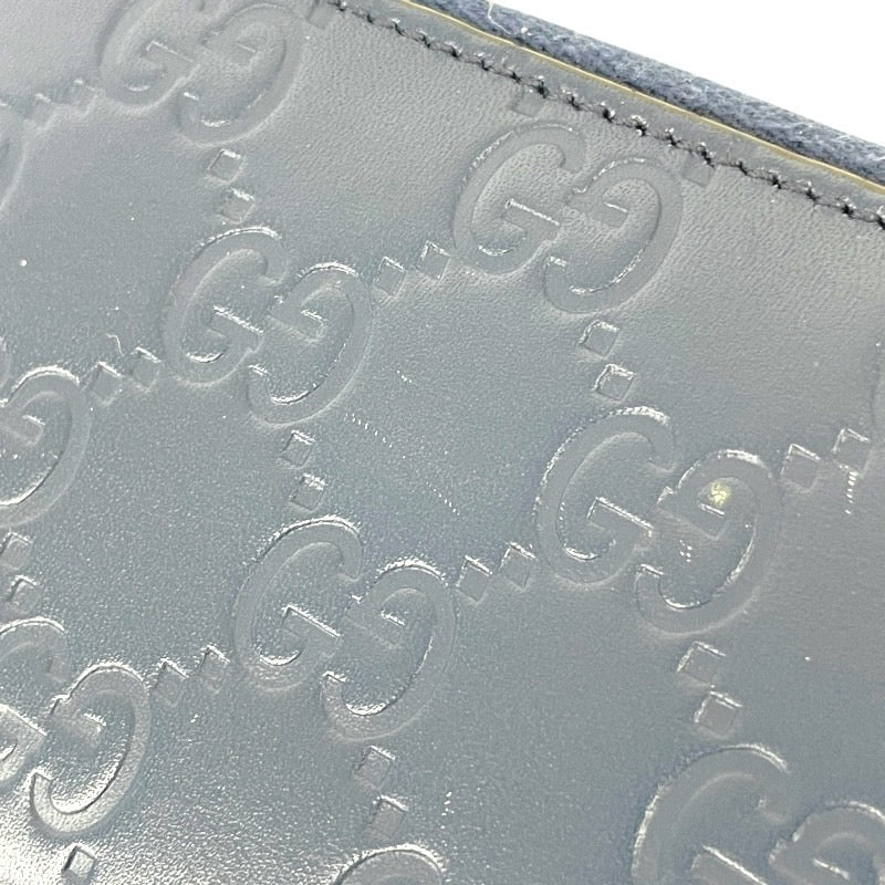 【GUCCI】グッチ グッチシマ 447939 コインケース レザー メンズ ジップアラウンド ラウンドファスナー 小銭入れ 青 ブルー カード 名刺