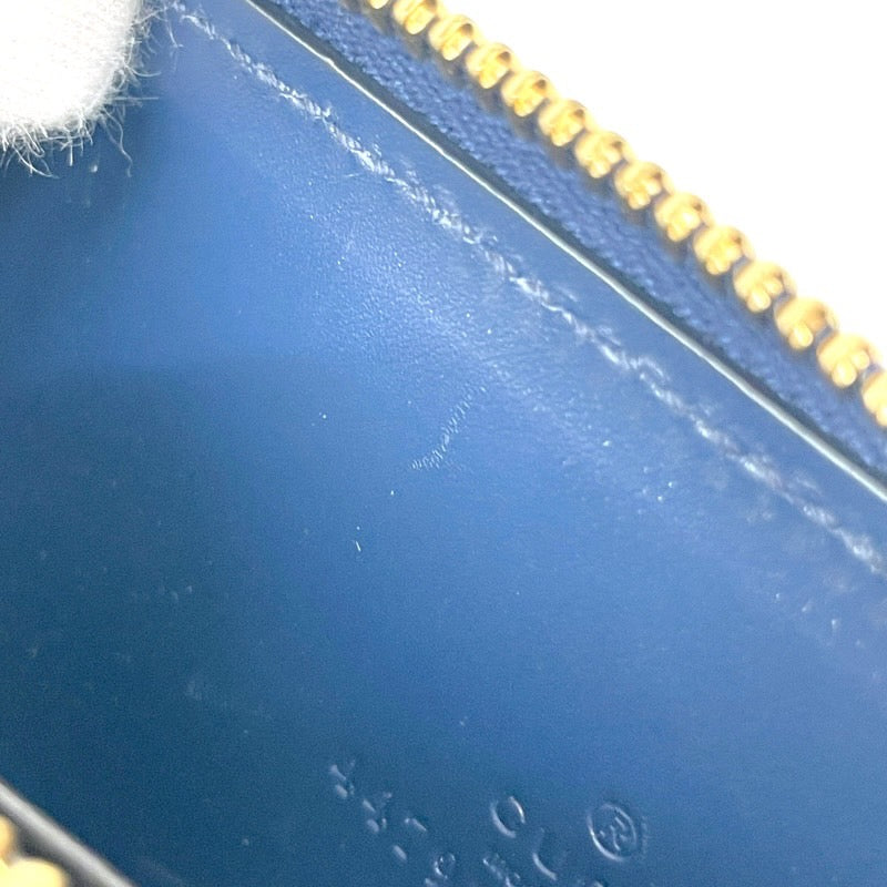 【GUCCI】グッチ グッチシマ 447939 コインケース レザー メンズ ジップアラウンド ラウンドファスナー 小銭入れ 青 ブルー カード 名刺
