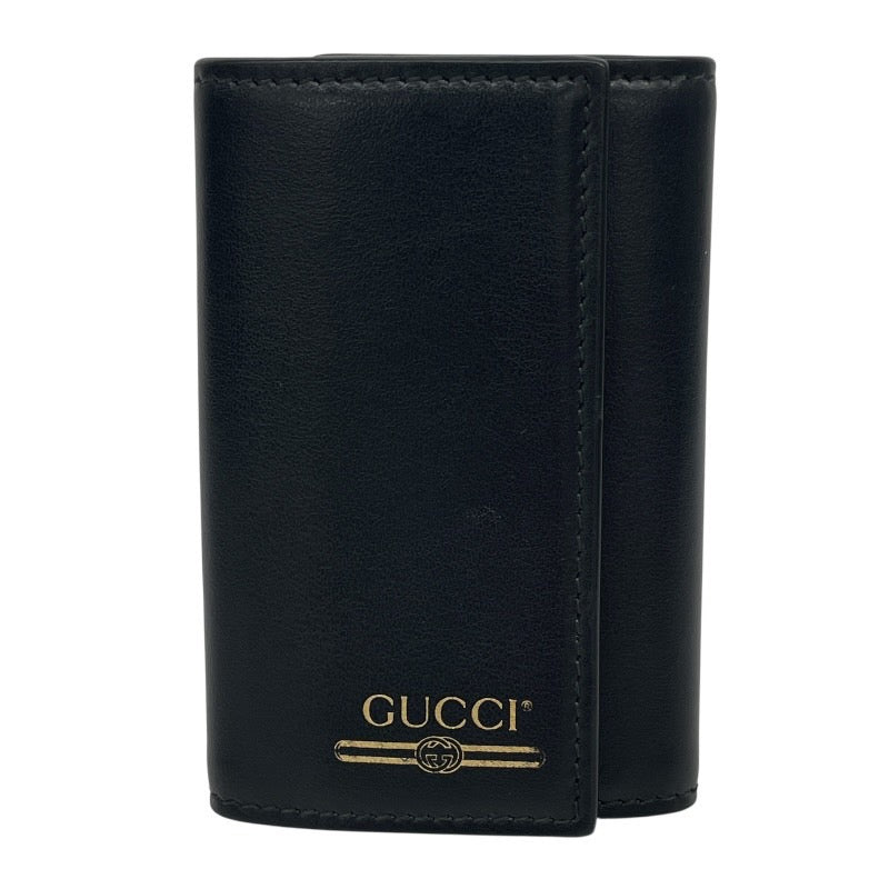 【GUCCI】グッチ 6連 547588 キーケース レザー メンズ 黒 ブラック ロゴ キーリング