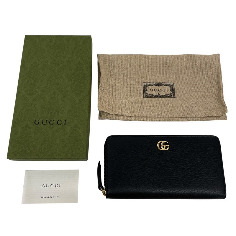 【GUCCI】グッチ GGマーモント 456117 長財布 レザー レディース ジップアラウンド 黒 ブラック ラウンドファスナー メンズ