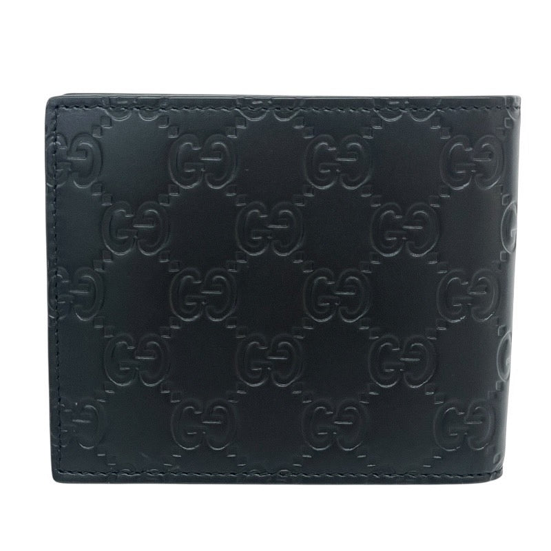 【GUCCI】グッチ グッチシマ 406693 二つ折り財布 レザー メンズ 2つ折り 札入れ 黒 ブラック