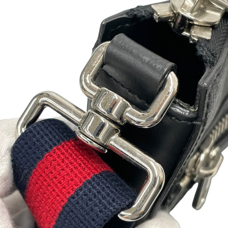 グッチ　GGスプリーム　ショルダーバッグ　ポシェット　シェリーライン　革ロゴ　黒 GUCCI】グッチ GGスプリーム 682357 ショルダーバッグ メンズ